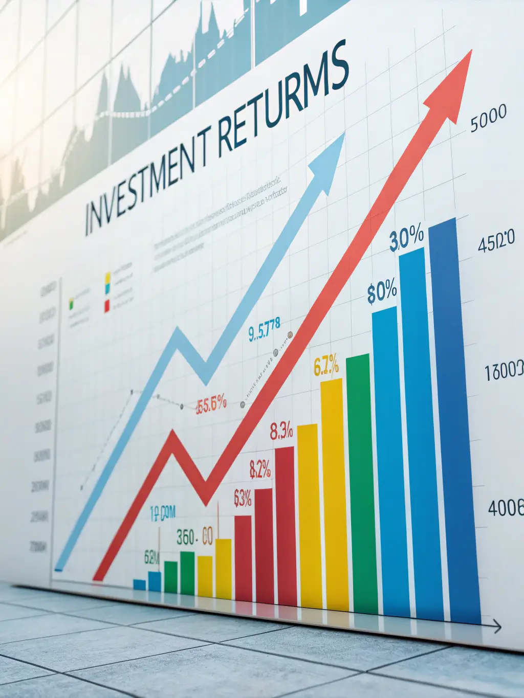 A sophisticated graph showing the growth of a diversified investment portfolio over time, emphasizing long-term financial planning.